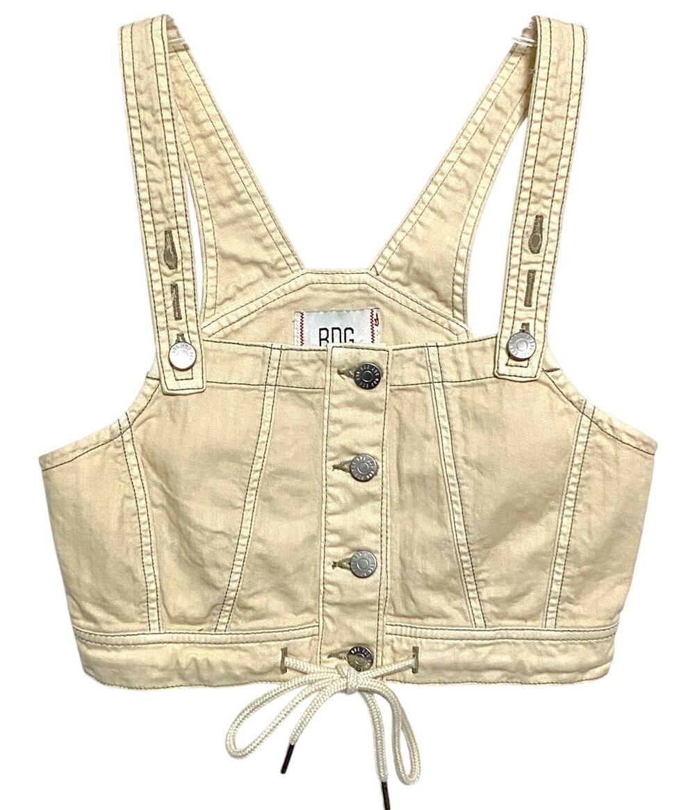 BDG UO Denim Bib Button Front Crop Top Women S Indie Gorpcore Boho Grunge NWT - Picture 1 of 10